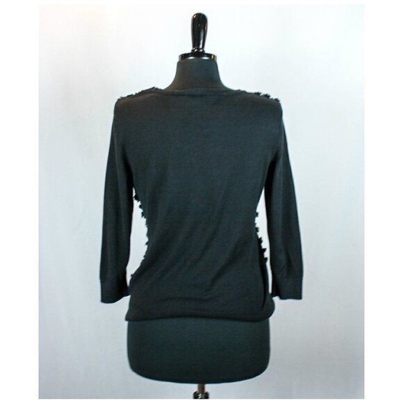 Talbots Black Cardigan Sweater Silk Ruffle… - Picture 4 of 6